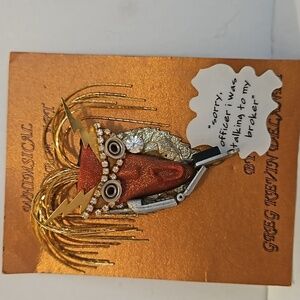 Greg Kevin Delaney Whimsical Face Brooch w/ Additional Saying Pin